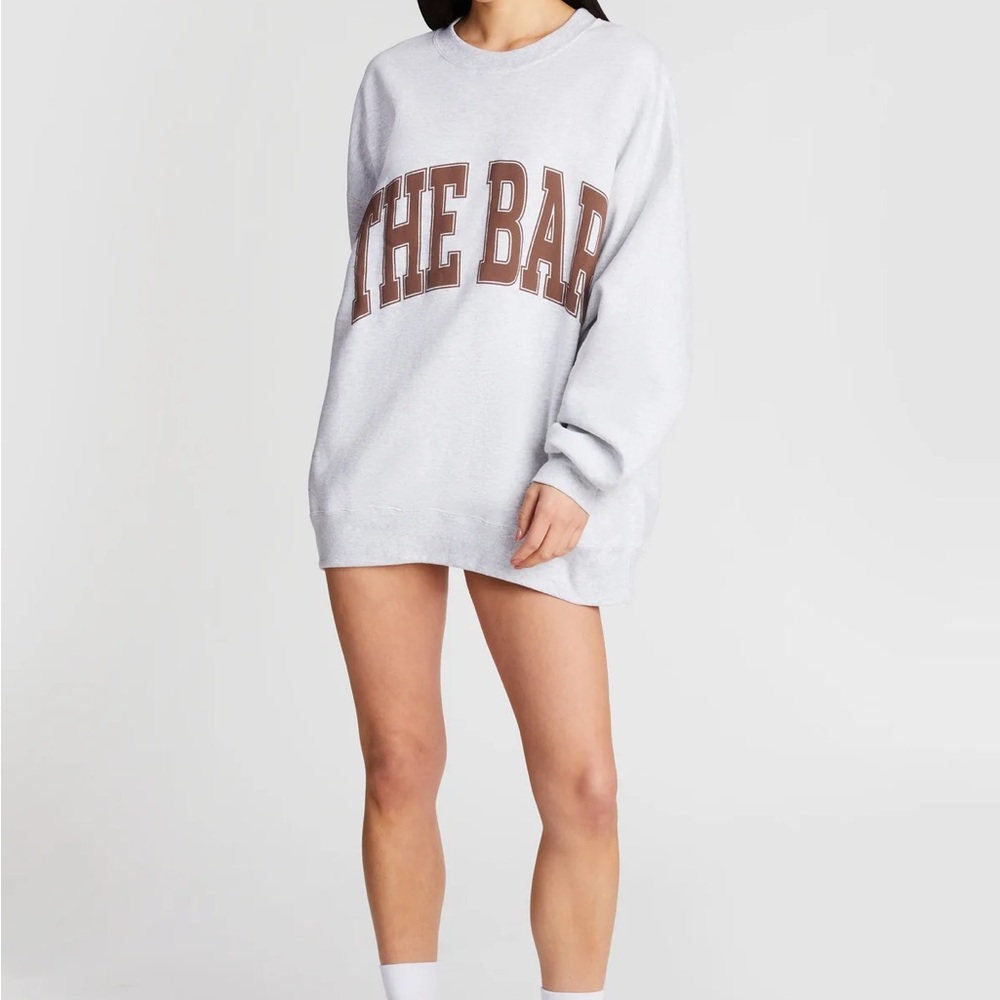 The Bar VARSITY SWEATSHIRT LT HEATHER GREY/CHOCOLATE